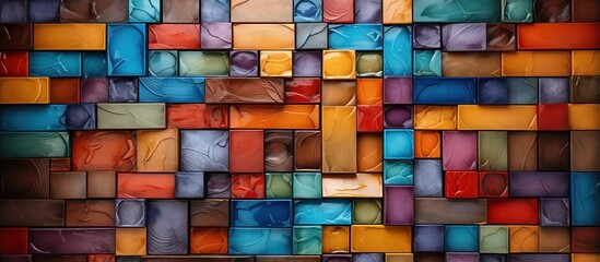 Multicolored ceramic tile used as a vibrant wallpaper backdrop with an intricate design