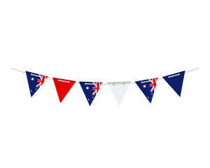 Garland with the flag of Australia on a white background.

