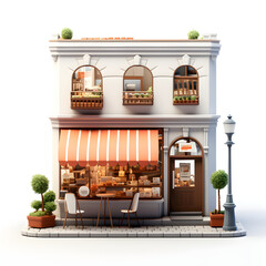 white Shop house 3D classic Europe Illustration 3d Render 
Created using generative AI tools