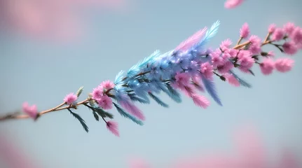 Gordijnen pink and blue wild flowers © Abdul