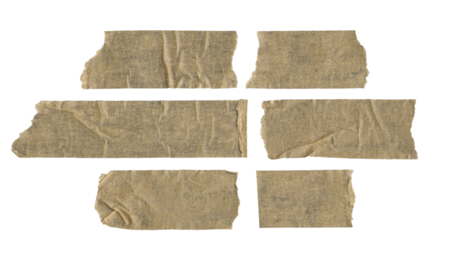Set of duct tape lines in png format, isolated craft paper stripes of adhesive tape on transparent background