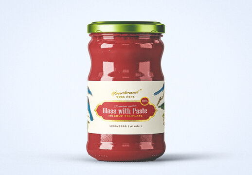 Glass Jar With Paste Mockup