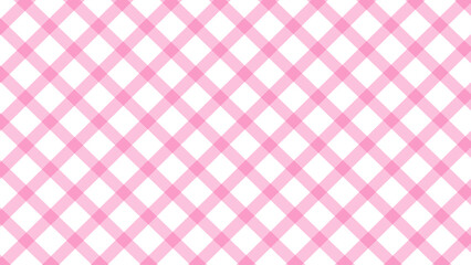 Diagonal pink and white plaid background	