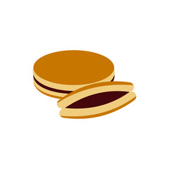 Dorayaki vector illustration. Japanese food. Small pancake with bean jam.