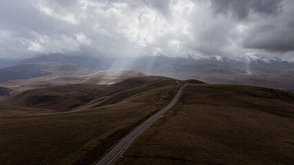 mountain road overlooking Elbrus to the Jila-Su valley