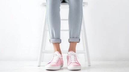 woman in a pink shoes