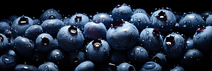 Fresh blueberries banner. Blueberry background. Close-up food photography