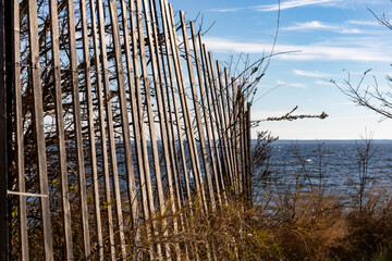 Leonardtown, Maryland, USA A view of a small beach on  the Potomac River and the Chesapeake Bay in the Newtowne Neck State park.