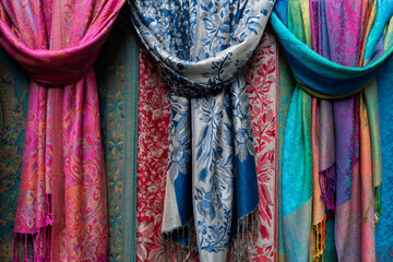 Colorful pashmina cashmere scarves