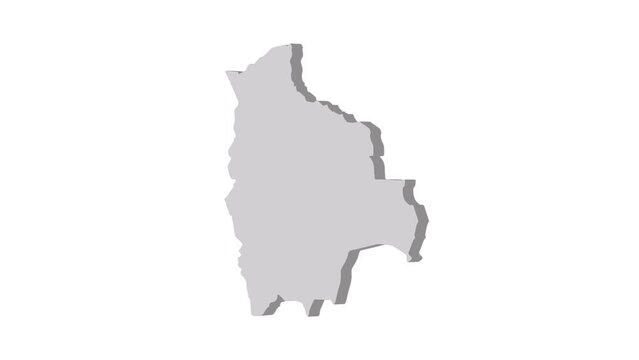 Bolivia map 3d grey on white background. Dynamic 4K animation motion graphics unleashed.