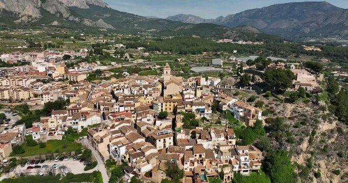 Localidad de Polop a vista de drone en Alicante
