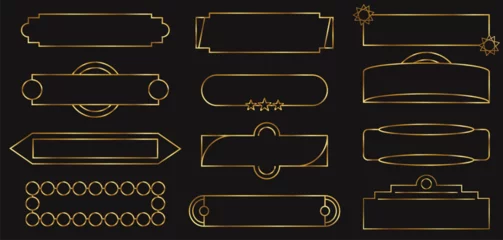 Foto op Plexiglas  Metal frames, UI elements with exquisite decoration. Gold metal Frames of various shapes, frames for name, buttons for games medieval style. © vervolis