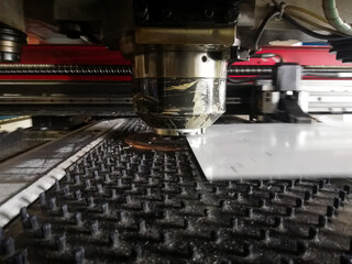 CNC punching machine in movement