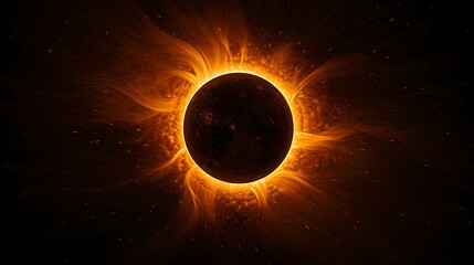 Vibrant Solar Eclipse Corona, abstract depiction, vibrant corona, celestial display, astronomy