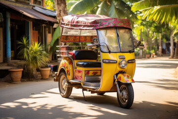 Bright tuk-tuk taxi in Asia