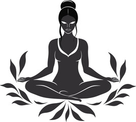 Harmony Hues Yoga Pose Woman Vector Design Graceful Gaze Black Yoga Woman Icon