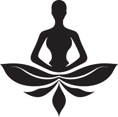 Graceful Gaze Black Yoga Woman Icon Tranquil Triad Yoga Woman Emblem in Vector