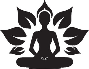 EmpowerElegance Black Logo with Yoga Woman Silhouette Zenith Zephyr Yoga Pose Woman Vector