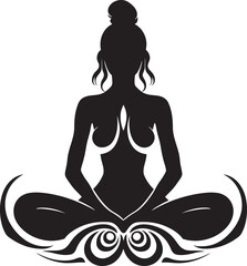 Zenith Zephyr Yoga Pose Woman Vector Harmony Hues Black Yoga Woman Logo Design