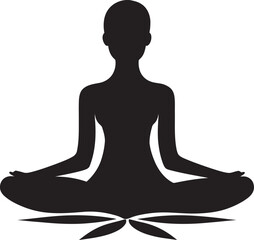 Harmony Hues Black Logo with Serene Yoga Woman Balanced Bliss Yoga Woman Icon in Vector