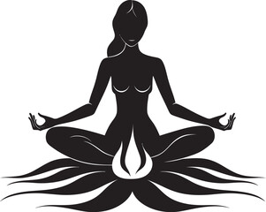 Namaste Noir Yoga Pose Woman Vector Design Harmony Hues Black Logo with Serene Yoga Woman