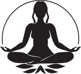 Balanced Bliss Yoga Woman Icon in Vector Cosmic Calm Black Yoga Woman Emblem