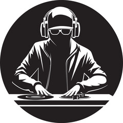Sonic Swag Cool Black DJ Player Icon Rhythm Reverie DJ Player Vector in Black Brilliance