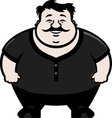 Obese Oracle Iconic Vector Logo Emphasizing Obesity Chubby Charm Black Logo Design for Plumpness Awareness