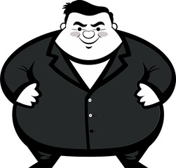 Curves Unleashed Vector Logo of a Stout Gentleman Hefty Harmony Stylish Black Logo for Weight Awareness