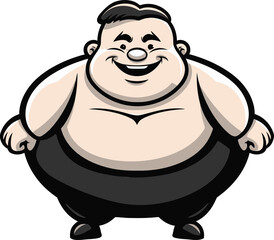 Round Rebel Iconic Dark Logo for Obesity Advocacy Weighty Wonders Vector Logo of a Chubby Gentleman