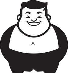 Round Rebel Stylish Vector Logo for Obesity Advocacy Weighty Wonders Iconic Dark Logo of a Chubby Figure