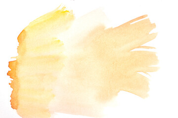 Multicolor abstract background, watercolor paint blots, lines and dots on white paper, yellow ocher ink, drawing poster