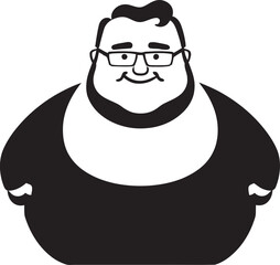 Obese Oracle Black Logo Design Illustrating Obesity Chubby Charm Dark Icon for Weight Issues Awareness