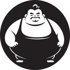Chubby Charm Black Icon for Obesity Awareness Rotund Revolution Dark Vector Logo for Plumpness