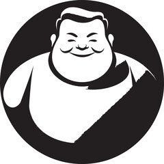 Weighty Wonders Vector Logo of a Stout Figure in Black Plump Pride Dark Icon Illustrating Obesity Awareness