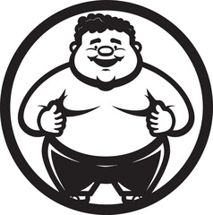 Round Rebel Iconic Black Logo Design for Obesity Advocacy Weighty Wonders Vector Logo of a Stout Figure in Black