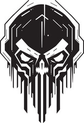 Neon Nexus 80s Cyberpunk Insignia Digital Dynamo Dark Vector Skull