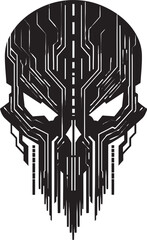 Techno Tempest Skull Vector Emblem Digital Doppelganger Cyberpunk Insignia