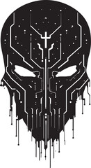 Synaptic Shadow 80s Cyberpunk Icon Data Daemon Vector Skull Insignia