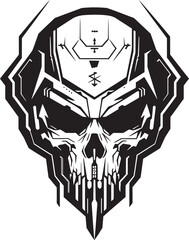 Techno Tesseract Cyberpunk Logo Design Quantum Quasar Black Skull Vector
