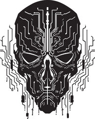 Techno Tempest Cyberpunk Black Icon Digital Doppelganger Retro Futuristic Skull