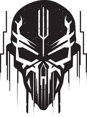 Cyber Serenity Vector Skull Emblem Circuit Specter Cyberpunk Black Logo