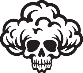 Etheric Enigma Cloud Shaped Skull Emblem Design Nebula Nectar Vector Skull in Cloud Icon