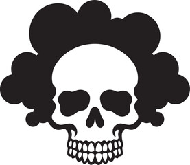 Stormy Specter Cloud Shaped Black Skull Insignia Dark Nebula Black Logo with Skull Cloud