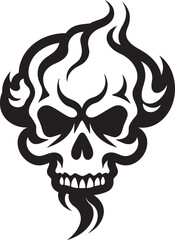 Ethereal Enigma Cloud Shaped Black Skull Emblem Mystic Mist Vector Logo with Cloudy Skull