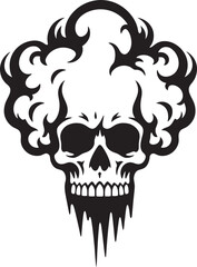 Nebulous Nexus Black Skull in Cloud Icon Design Obsidian Omen Cloud Shaped Skull Vector Emblem