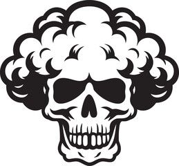 Mystic Mist Vector Logo with Cloudy Skull Nebulous Nexus Black Skull in Cloud Icon Design