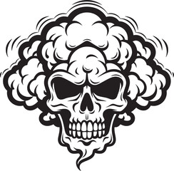 Nebula Nectar Cloud Shaped Skull Emblem Design Celestial Cipher Vector Skull in Cloud Icon