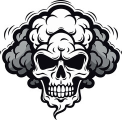 Etheric Enigma Black Logo with Cloudy Skull Nebula Nectar Cloud Shaped Skull Emblem Design