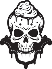 Frostbitten Fright Ice Cream Cone Shaped Skull Cone of Darkness Black Skull Logo Vector